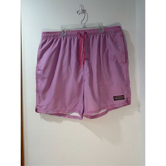 Vineyard Vines Other - Vineyard Vines men’s pink & gray striped swim trunks w/pockets size XL. #14-1136